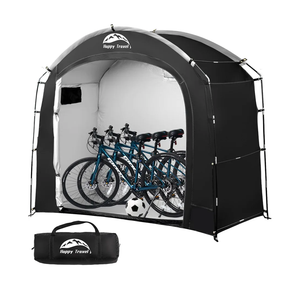 Happy Travel Bike Storage Shed Tent, Waterproof Portable Bicycle Cover with 30% More Top Storage Space for 3 Bikes, Clips Easy Setup Outdoor Sheds Shelter for Motorcycle, Garden Tools, Lawn Mower