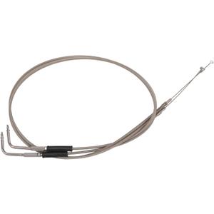 BAIONE 39" 43" 47" 51" Stainless Steel Throttle Cable Wire Kit Idle Cable Compatible with Harley Iron XL 883 1200 Dyna Softail Fat Boy Heritage Road King XL883 XL1200 Throttle Clutch Cable Wire(39")