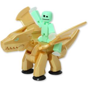 Zing StikBot & Mega Monster Stop-Motion Animation Pack  Exclusive Mint Green StikBot + Gold Scorch Figure, Creative Toy for Kids Age 4+ (Gold, Mint Green)