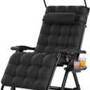 Suteck Zero Gravity Chair with Canopy, Reclining Camping Lounge Chair w/Removable Cushion, Upgraded Lock and Cup Holder, Reclining Patio Chairs Folding Recliner for Indoor and Outdoor, 26Inch