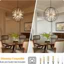 31.5" Black Gold Large Globe Sputnik Chandelier, 12-Light Mid Century Modern Industrial Starburst Golden Satellite Light Fixture for High Ceiling Living Room Dining Room Foyer Stairway,E12, Globe D31"
