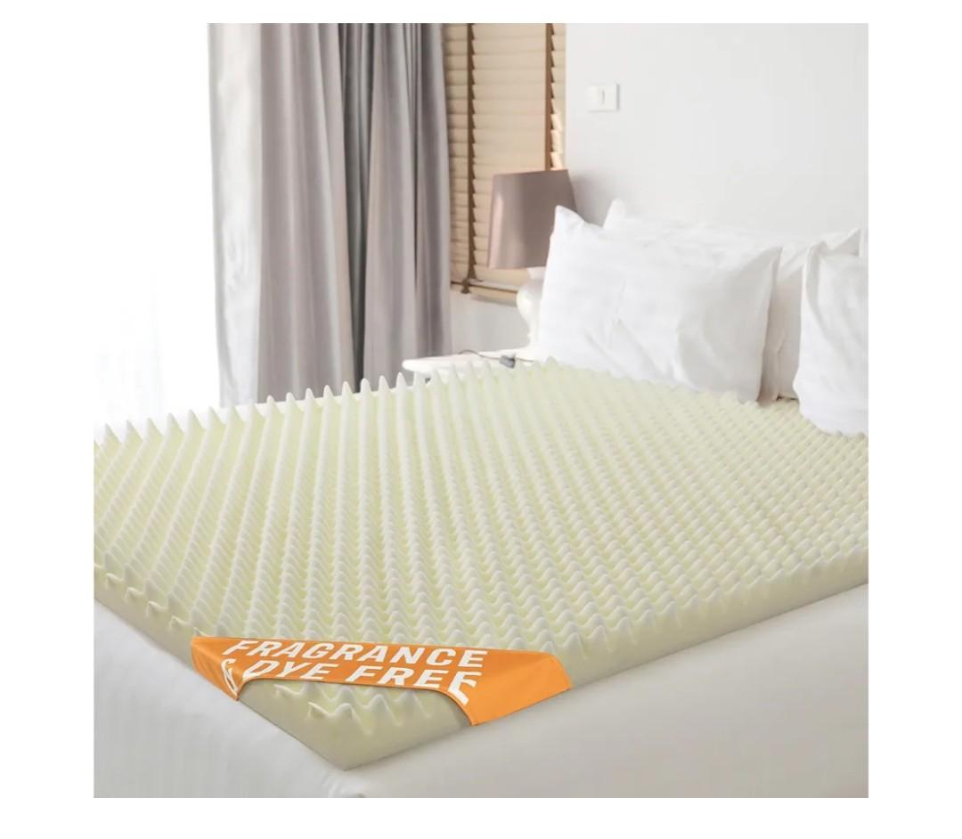 Crate Mattress Topper, Fragrance-Free, Dye-Free, Convoluted Foam for Pain Relief on Pressure Sores, Ventilated Therapeutic Support and Recovery, Bed, Yellow