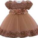 Cichic Baby Girls Dress Toddler Party Dress Cute Church Baptism Birthday Party Formal Dress Size 12-24 Months