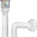 1-1/4 Inch Expandable Flexible 17-42 Inch Universal Kitchen Sink Sewer Drain Pipe Tube S Trap, Bathroom Vanity Sink Drain Plumbing P Trap Tubing