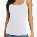 FOR CITY Women's Cotton Tank Top with Shelf Bra Adjustable Wider Strap Camisole Basic Cami Tanks L