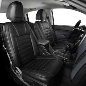 LUCKYMAN CLUB 2 Front Chevy Colorado Seat Covers fit for 2023 2024 2025 2026 Crew Cab Z71 LT ZR2 Work Truck with Faux Leather (Black 2 pcs)