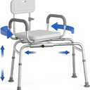 Loyoda Sliding Shower Chair with Swivel Seat, Tub Transfer Bench for Elderly & Disabled, Adjustable Shower Chair with Arms & 350lb Capacity