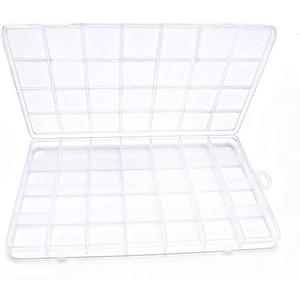 IOOLEEM 28 Grids Plastic Bead Organizer Box, Organizer Container Storage Box, Dividers for bead arts and crafts. (Clear)