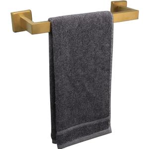 TocTen Bath Towel Rack - Square Base Thicken SUS304 Stainless Steel Towel Bar for Bathroom, Bathroom Accessories Towel Rod Heavy Duty Wall Mounted Towel Holder. (Brushed Gold, 12)