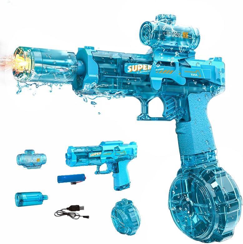 Electric Water Guns for Adults Kids, Automatic Squirt Gun with 26FT Range, Super Blaster Soaker High Capacity Pistol for Swimming Pool Party Toy ColorBlast LED Electric Water Gun (Blue)