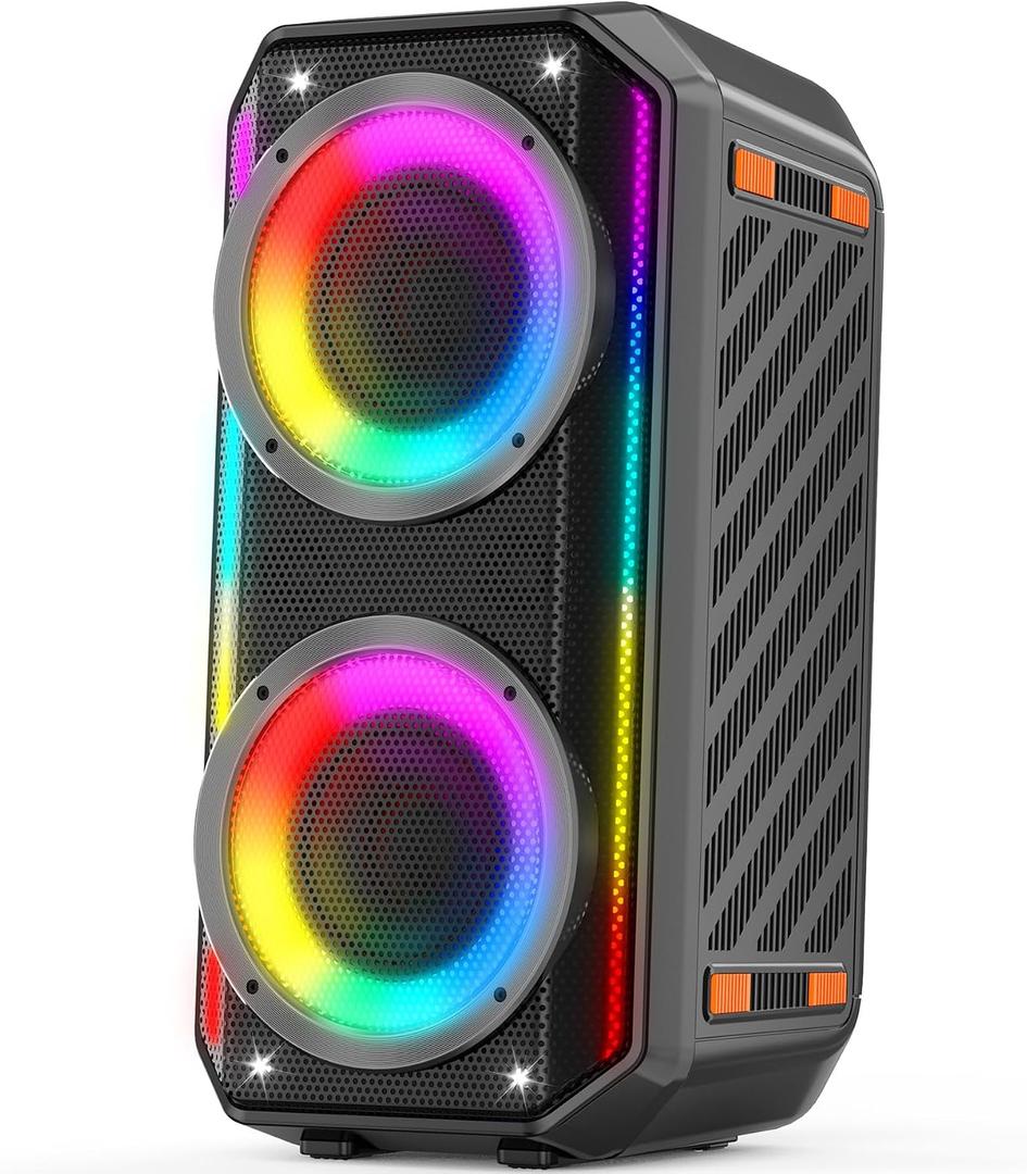 TAMPROAD Bluetooth Speaker, 300W Peak Power Wireless Boombox Speakers with Deep Bass, Portable Loud Stereo Sound Large Subwoofer with Led Light Show for Party Outdoor Camping