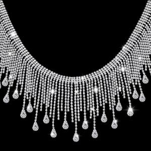 Juinte Rhinestone Fringe Trim Rhinestone Ribbon Tassel Chain Applique Diamond Crystal Tassel Fringe Trim for Sewing Crafts Clothing Accessories Jewelry DIY Decoration(2 Yards)