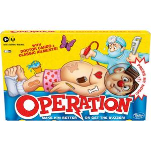 Hasbro Gaming Operation Electronic Board Game with Doctor Cards and Funny Ailments, Kids Games, 1+ Players, Funny Board Game for Children Ages 6+ (Multi)