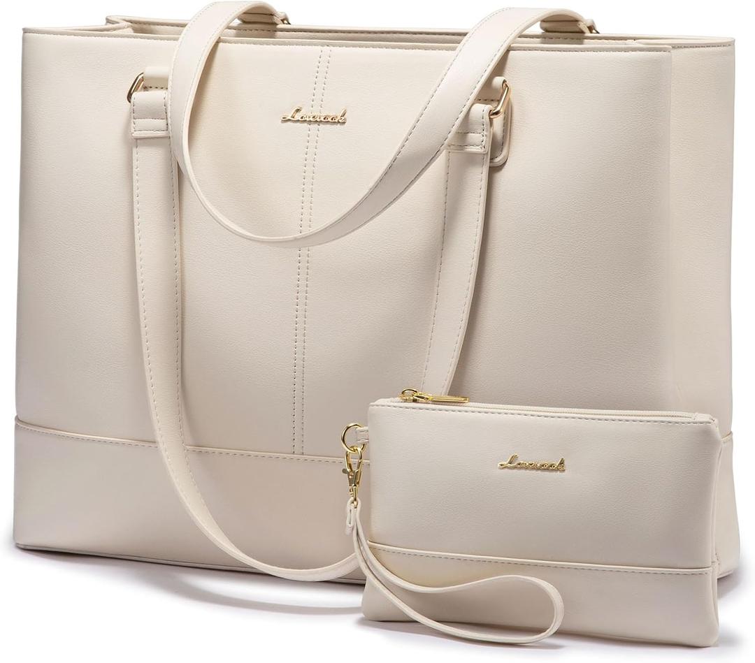 LOVEVOOK Laptop Tote Bag for Women 15.6 Inch Work Bag Leather Laptop Purse with Clutch, Large Computer Briefcase Bag for Office Business Teacher Casual