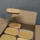 Liuruiyu Glass Storage Jars 12 * 8cm [Set of 6],Clear Glass Food Storage Containers with Airtight Bamboo Lid Stackable Kitchen Canisters for Candy,Cookie,Rice,Sugar,Flour,Pasta(Square)