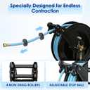 Retractable Pressure Washer Reel Fits 3/8" x 50 ft Hose,Only Reel | 4000 PSI,Automatic Rewind,Heavy Duty Steel, Wall/Floor Mounted, with 5 ft Lead for Air/Oil/Water