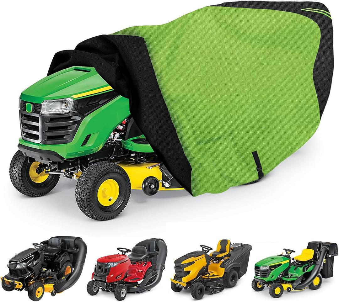 Riding Lawn Mower Cover with Bagger Attachment, Universal Fit Decks up to 54" with Bagger, 600D Oxford Cloth Riding Lawn Mower Cover with Windproof Buckle for Snow Rain Dust Hail Protection