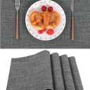 SHACOS Woven Fabric Placemats Set of 4 Heat Resistant Place Mats Non Slip Washable Double Layer Cloth Placemats Reversible Table Mats Kitchen Dining Table Decor (4, Dark Grey)