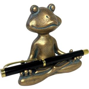 Yoga Frog Writing Pen Holder  Desktop Organizer Perfect for Display of Pens, Pencils, Paint Brushes and Letter Openers  Whimsical Conversation Starter for Home or Office Meditating Zen Figurine