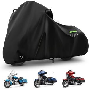 Motorcycle Cover Waterproof for Touring Models Road King/Road Glide/Street Glide/Electra Glide, Heavy Duty Sun UV Rain Snow Outdoor Protection Motorbike Cover with Soft Cotton Lining & Lock Hole