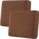 H.VERSAILTEX Super Stretch Individual Seat & Couch Cover Sets - Thick Jacquard Textured Twill Fabric (2 Piece Large Sofa Cushion Covers, Caramel)