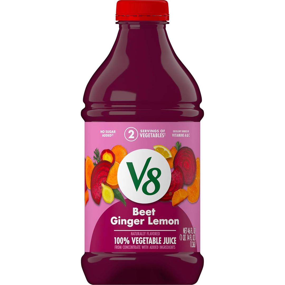 V8 Beet Ginger Lemon 100% Vegetable Juice, 46 fl oz Bottle (EXP 06/04/26)
