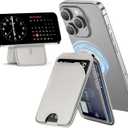 Mag-Safe Wallet Magnetic Wallet for iPhone Lightweight Magnetic Phone Wallet Stand Adjustable Leather Magnetic Card Holder for iPhone 16/15/14/13/12 Series, Size Not for iPhone Mini (Grey)