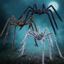 JOYIN 3 Pcs Halloween Spiders Outdoor Decoration, Halloween Decor Outside, 5 Ft Large Hairy Giant Multi Color Spider Set for Yard Lawn Porch Decor Indoor Haunted House Scary Prop (Black, Brown, Gray)