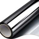 Filmgoo Window Tint for Home One Way Daytime Privacy Window Film Heat Blocking Anti UV Mirrored Reflective Window Film for Home and Office, Black Silver, 29.5 Inch x 6.5 Feet