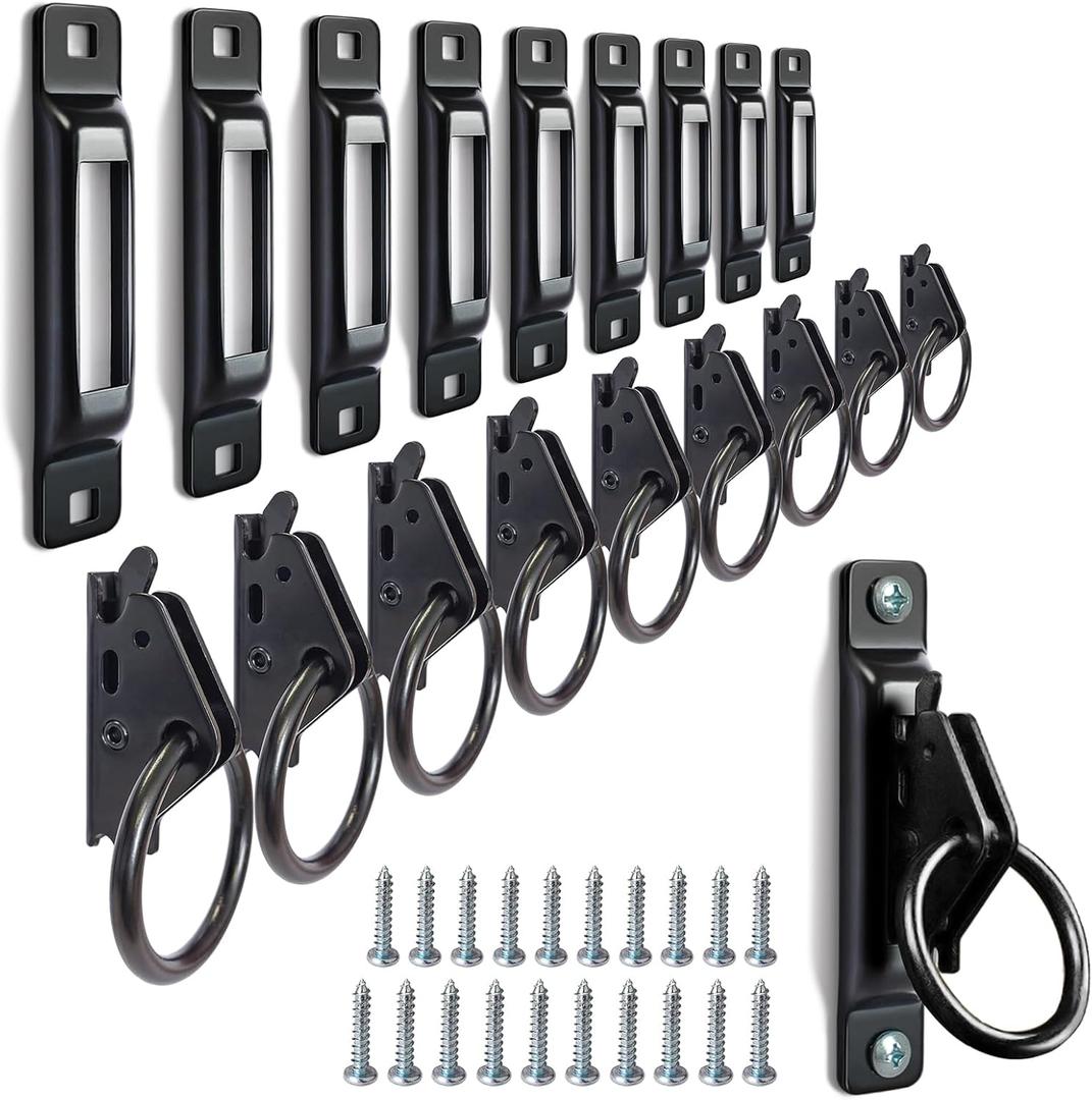 10 Pack E-Track Tie Down Slots & 10 Pack E-Track O-Rings, Black E Track Accessories Set for Cargo Loads, Ratchet, Cam Straps in Flatbeds Trailers Van Trucks Pickups