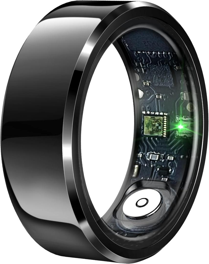 Smart Ring with Air Gesture Control, Health Tracker, 7-Day Battery, IPX8 Waterproof, Heart Rate & Sleep Monitor - Stylish Fitness Ring for Men & Women, Compatible with iOS/Android, Size 11,Black