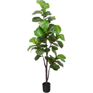 Artificial Fiddle Leaf Fig Tree with White Planter, 6ft Tall Fake Tree with Natural Wood Trunk for Home Decor, Faux Ficus Tree Fake Moss for Indoor Office Living Room