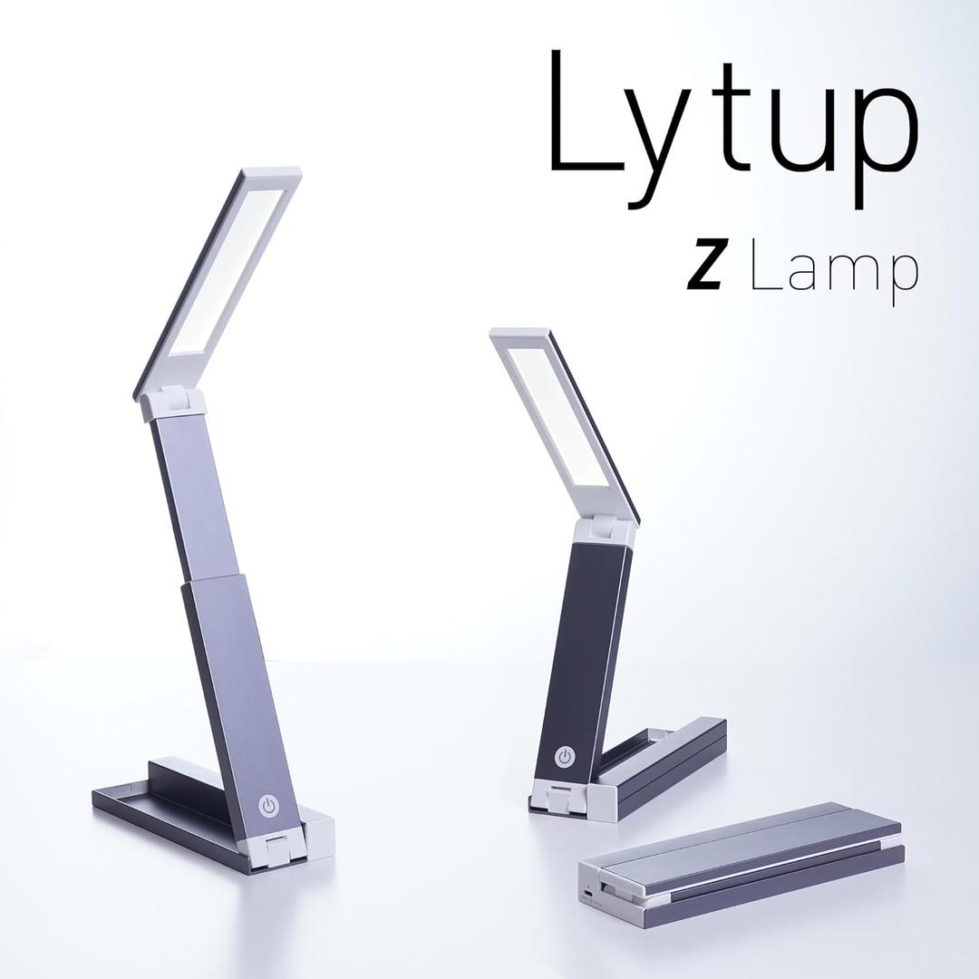 Portable LED Desk Lamp Ultra-Compact, Foldable, Adjustable Brightness, 180-Degree Rotation, Type-C Fast Charging for Home, Office, Travel, Multi-Purpose Use - Grey - 1 Pack