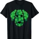 Shamrock Dog Face St Patricks Day Cute Puppy Doggie Clover T-Shirt, Large