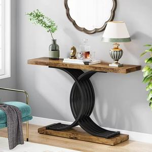 TribeSigns Industrial Vintage Console Table with Geometric Metal Legs, 39-Inch Entryway Accent Table