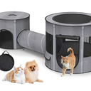 Portable Cat Playpen with Tunnel, 3 in 1 Foldable Puppy Play Pen, Waterproof Bottom, Enclosed 2Room Separable Pet Tent for Indoor/Outdoor, MultiPurpose Enclosure Crate Cage for Kitten Dog Rabbit
