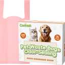 Odor-Sealing Dog Poop Bags with Handles 200 Count Pet Waste Bags, Large Capacity & Unscented Poop Bags for Dogs or Cat Litter, Conceals Smell & Mess (White) (Pink-3L)