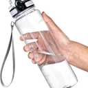 OLDLEY Water Bottle, 32oz Motivational Sports Water Bottle with Time Marker - Times to Drink - Tritan, BPA Free, Wide Mouth Leakproof, Clear (1 Bottle)