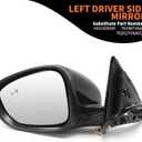Left Driver Side Mirror Assembly Compatible with 2018-2022 Accord Heated Blind Spot Detection Power Glass Manual Folding Match to Crystal Black Pearl HO1320329 (7Pins)