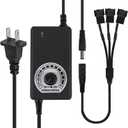 UMLUFE 12V Fan Power Supply,PC Fan Speed Controller,100-240vAC to 3-12vDC 24W Adjustable Fan Power Adapter,with Fan Splitter Cable,DC Female to 2 x 3/4 Pin