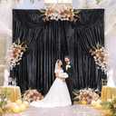 9.6x8FT Black Sequin Curtains: Photo Backdrop Drapes 2 Pieces 4.8x8FT Birthday Backdrop for Hallween Decorations Arch Backdrop
