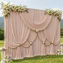 10ftx12ft Wrinkle Free Nude Backdrop Curtain, 8 Panels 12FT Long Wedding Photo Backdrop Drapes, Silky Polyester Back Drop Cloth for Birthday Photography Background Party Backdrop Draping