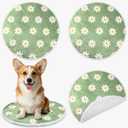 Kathfly 4 Pack 20"x20" Washable Pet Mats Crate Liner Pads with Daisy Design, Round Dog Cat Crate Pads, Soft Coral Fleece Liner for Small Pets, Ideal for Crates, Sofas, and Travel