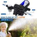 TDRRICH Water Pressure Booster Pump for House110V RV Water Transfer 5.5GPM 30PSI-75PSI Self-priming Pump,Diaphragm Power Water Pumps for Boats Inline Garden Hose Lawn Camper Sprinkler Irrigation