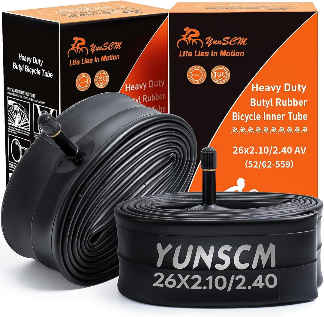 2-PCS 26" Heavy Duty Bike Tubes 26X2.10/2.40 AV32mm Schrader Valve (52/62-559) Bicycle Tubes Compatible with 26 X 2.10 26 X 2.125 26X2.20 26X2.25 26X2.30 26x2.35 26X2.40 Bike Bicycle Tire Tubes