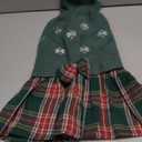 Green Embroidery Snowflake Ugly Vintage Knit Reindeer Holiday Festive Christmas Dog Sweater Dress for Dogs Large (L) Size Back Length 15"