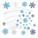 400 Pieces Winter Snowflakes Stickers Bulk Glitter Blue Silver Snowflake Small Stickers for Winter Christmas Holiday Party Favor Gift Wrap Cards