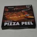 Pizza Peel Aluminum Pizza Spatula, Mooues 12 inch Metal Pizza Paddle(12"x 14")with Rocker Cutter Foldable Wood Handle, [Storage bag included], for Family Pizza Oven Baking Pizza, Dough, Bread & Pastry