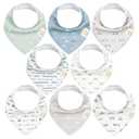 8-Pack Organic Baby Bandana Bibs for Boys, Girls - Super Absorbent Triangle Baby Bibs for Drooling and Teething Infant, 100% Cotton Extra Soft for Newborn, Infant 0-36 Months (Vessels)