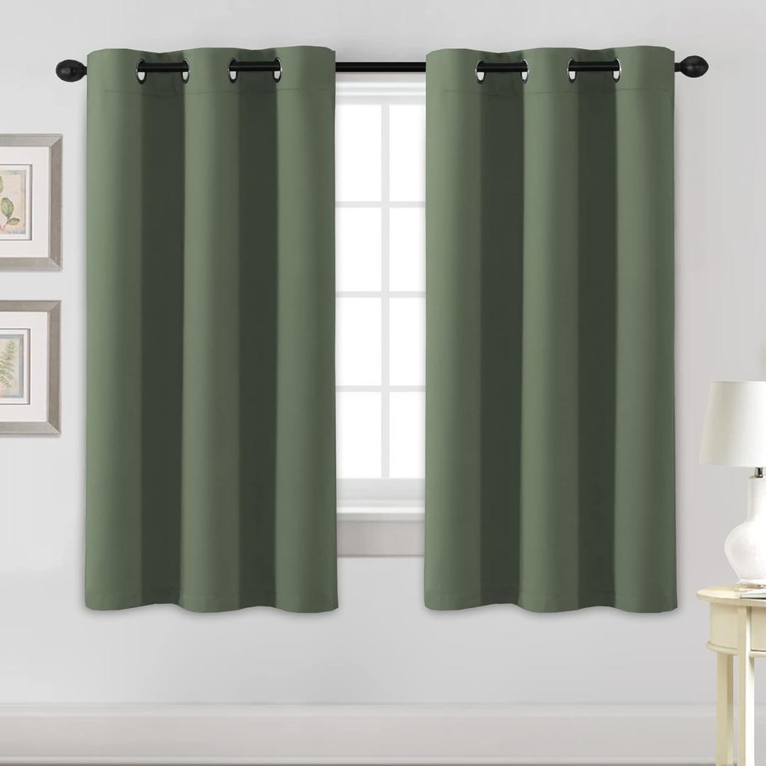 H.VERSAILTEX Blackout Curtains for Bedroom Thermal Insulated Room Darkening Living Room Curtains 63 Inch Long Grommet Privacy Protection Window Curtain Panels/Drapes, 2 Panels, Bronze Green